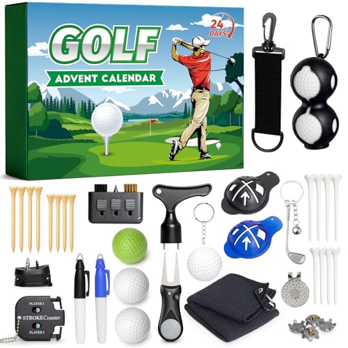 GULYMNA Golf Advent Calendar 2025 for Men Teen Boy, 24 Days Christmas Countdown Calendar Surprises Novelty Golf Accessories Xmas Gifts for Adults Men Dad Husband Golf Lovers