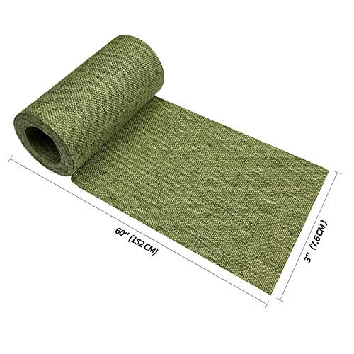 Image of King Mountain Premium Linen Fabric Iron-on Repair Patch Kit, 3 inchx60 inch with Backing Glue, Decorative Patch for Inside & Outside Fabric Repair (Linen, Grass Green)