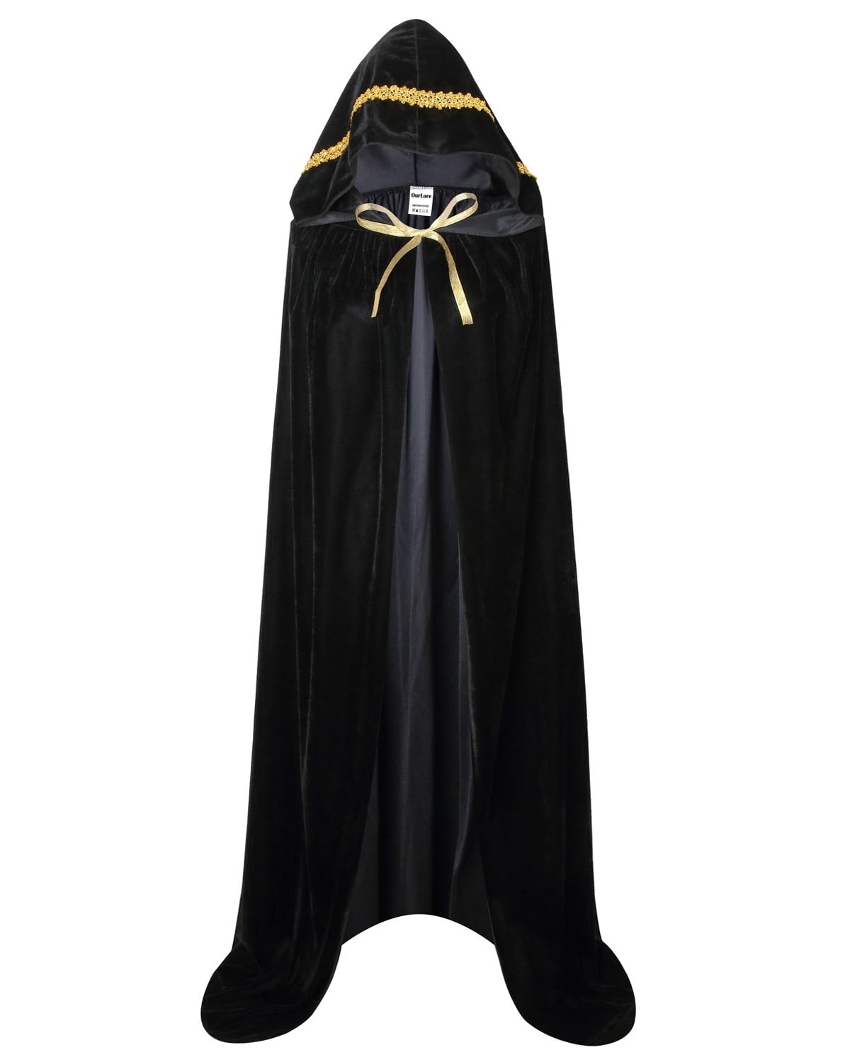 Unisex Full Length Hooded Robe Cloak Long Velvet Cape Cosplay Costume 59 inch