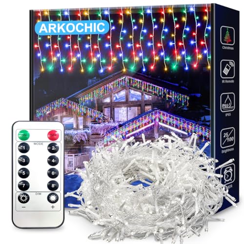 Guirlande lumineuse rideau 8 modes étanche pour fenêtre et jardin