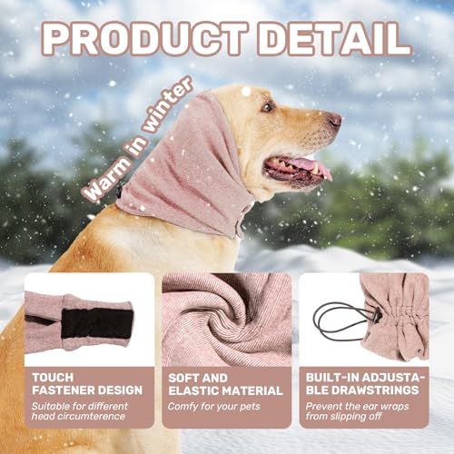 Image of Dog Calming Hoodie, No Shake Ear Wraps for Dogs, Adjustable Dog Ear Muffs for Noise Protection, Ear Wrap Head Cover for Anxiety Relief & Hematoma (Dusty Rose, M(Head Circle:13.8 inch-18.9 inch))