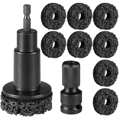 Lunhans Wheel Hub Cleaning Tool Kit Wheel Hub Resurfacing Kit & Stud Cleaner with 8 Pads - Rust Removal Tool for Brake Rotors Hubs & Bolts - Fits 1/2 Wrenches or Electric Drills