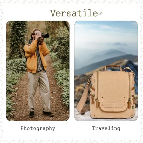 TSD Brand Atona Traveler Canvas Crossbody Bag (Khaki)2