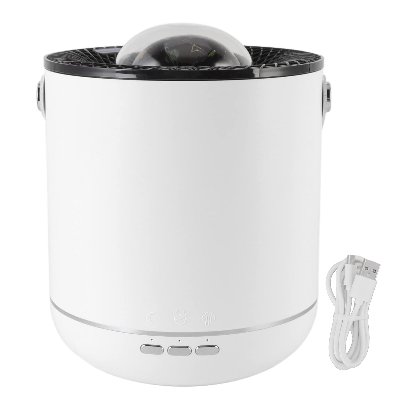 Humidificador con lámpara de proyector de 450 ml, difusor ultrasónico de aceites esenciales con rotación dinámica 360, luz nocturna, luz de respiración suave y protección contra (Blanca)