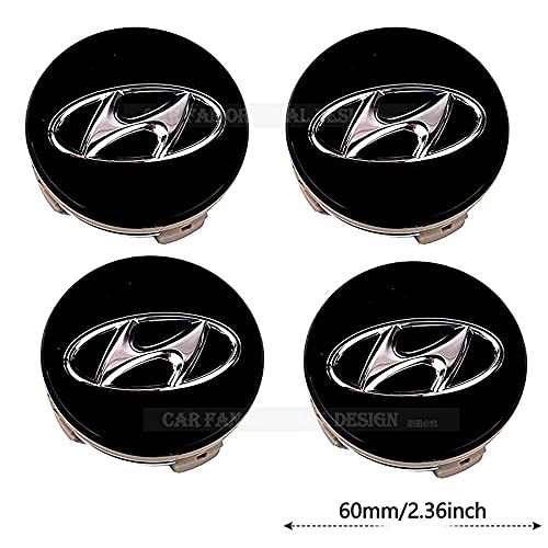4 Pack 60mm 2.36 inch Black fit Hyundai Wheel Center Hub Caps (fit Hyundai Hub Cover)