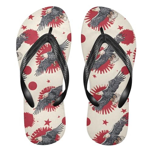 ALAZA Eagle Dot Pattern Flip Flops for Women Fashion Beach Slippers Comfort Mens Flip Flops Non-Slip Rubber Shower Slippers Sandal for Hotel Travel Sport,XS