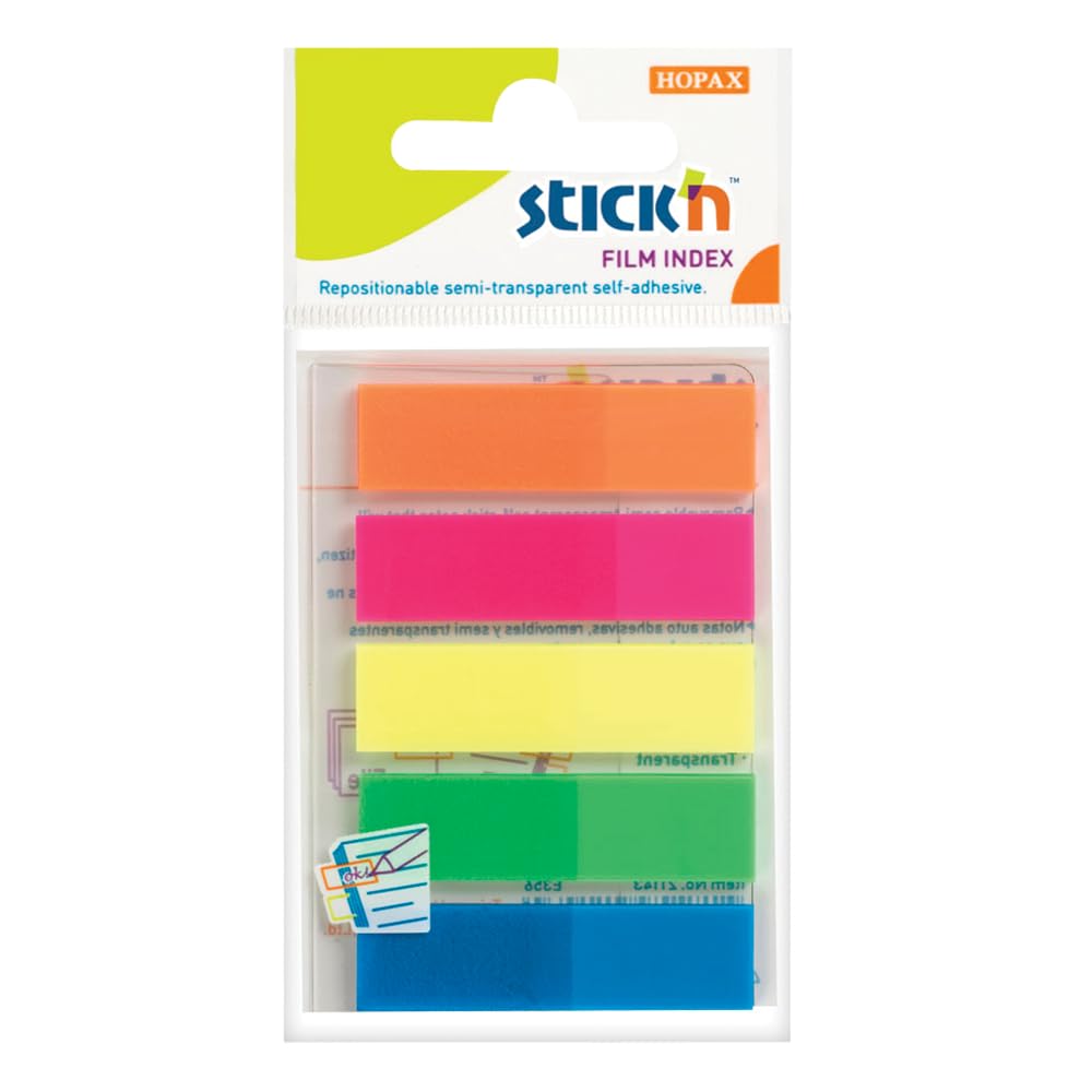 Stick N 21050 Value 12 mm Film Index Tab - Neon Multi-Colour
