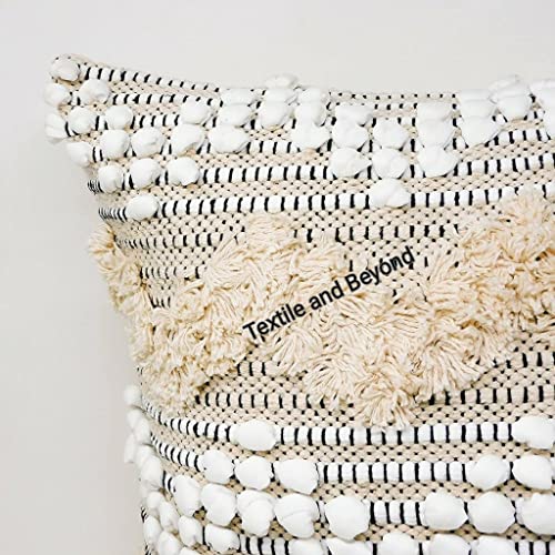 Image of Cushion - Boho Handloom Cotton Cushion Covers - Set of 5, Square Decorative Pillows Sofa, Couch, Chair, Kitchen, Bedroom, Room, Office, 16x16 Inches, Stylish Design