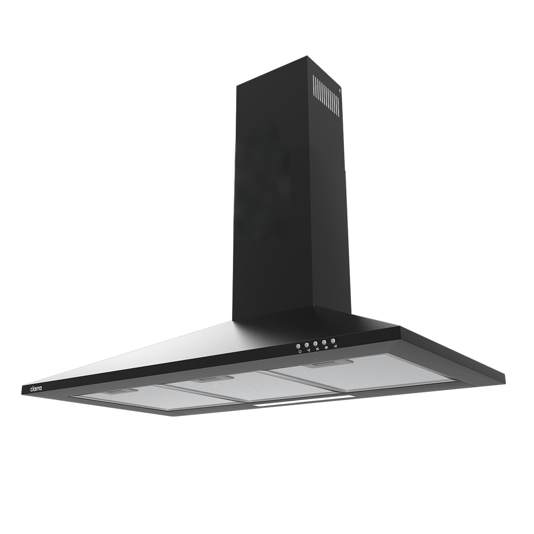 CIARRA Okap wyciągowy 90 cm – 370 m³/h, klasa A, okap pochylony z zewnętrznym obiegiem i odpływem, regulowane światła LED, odkurzacz kuchenny - CAB9201A