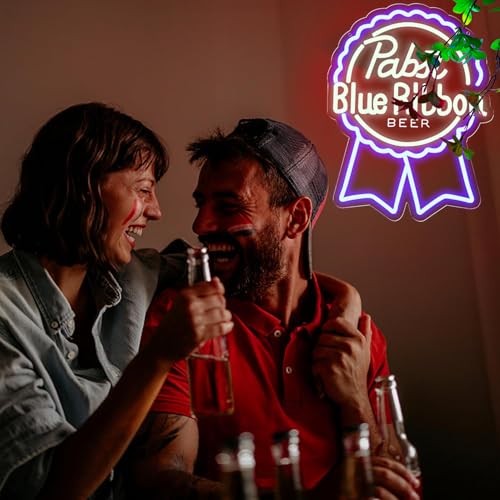 Image of AHlove Pabst Beer Neon Sign for Wall Decor，LED Neon Lights for Bar Pub 、Man Cave，Birthday、Christmas Gifts for Man