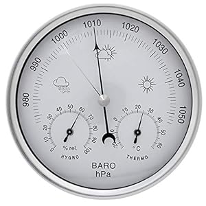 JAOK Analog Barometer with Thermometer Hygrometer, 3 in 1 Weather Station for Indoor and Outdoor,Sainless Steel Frame…