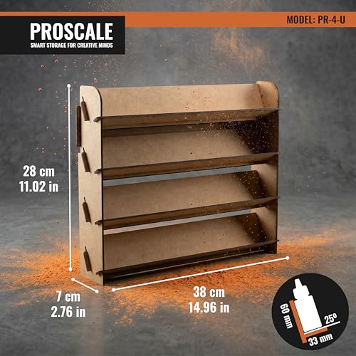 Image of PROSCALE 2x Universal Wall Paint Organizer for Miniatures & Modeling, Vertical Paint Shelf with Flat Shelves (No Holes) for Mixed Bottle Sizes, Compatible with Vallejo, Citadel, Army Painter, AK