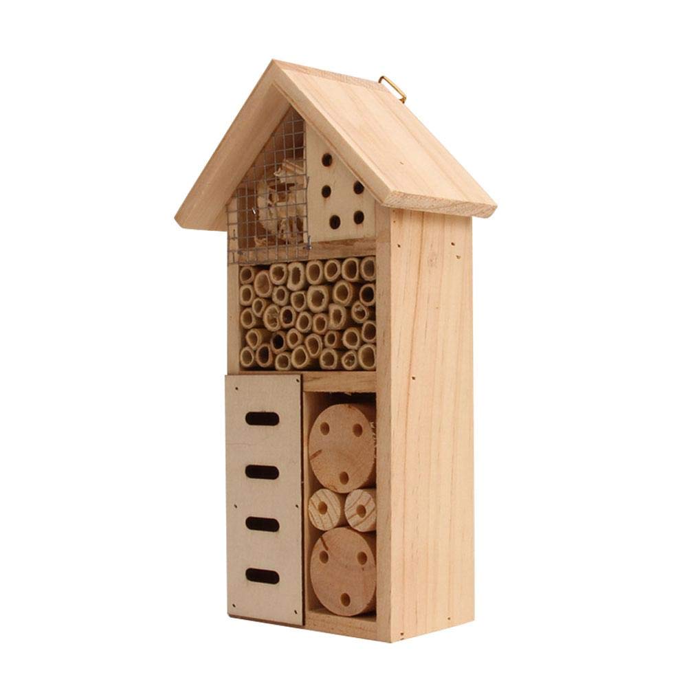 Insect House, Wooden Insect Hotel, Wooden Bug House, Natural Wood Insect House, Garden Shelter Bamboo Nesting Habitat for Outdoor Garden Yard Bee Butterfly Ladybug