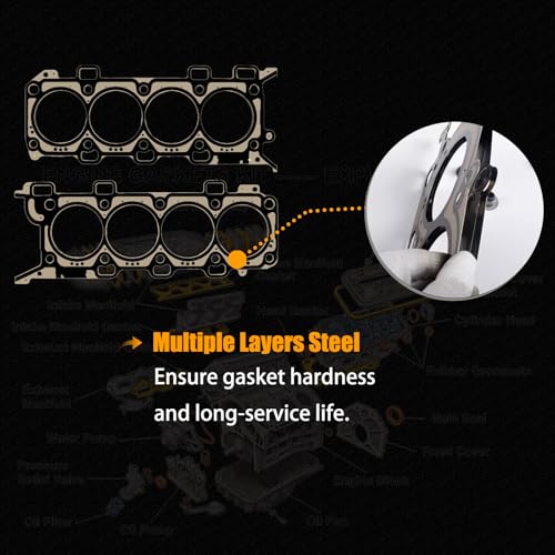 Image of AUCERAMIC VS50902R HGS4231 Cylinder Head Gasket Set Fit for 2015-2017 Ford F-150 Mustang 5.0L V8 HS55134