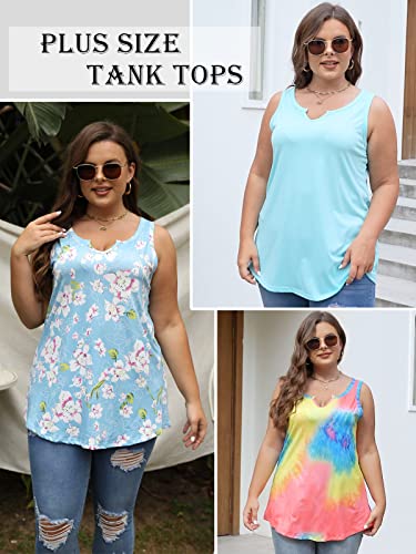 VISLILY Women's-Plus-Size-Tank-Tops Sleeveless Summer V Neck T Shirts Casual Loose Tunics Tee XL-5XL4