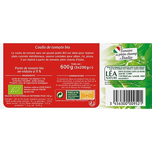 JARDIN BIO - Coulis De Tomate Bio 3X200G - ( Lot De 4 )