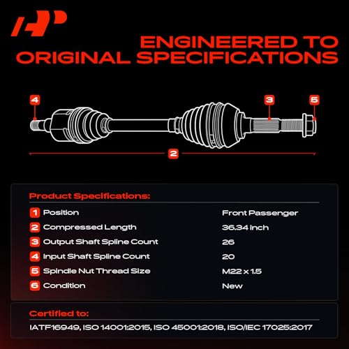 Image of A-Premium Front Right Passenger Side CV Axle Shaft Assembly