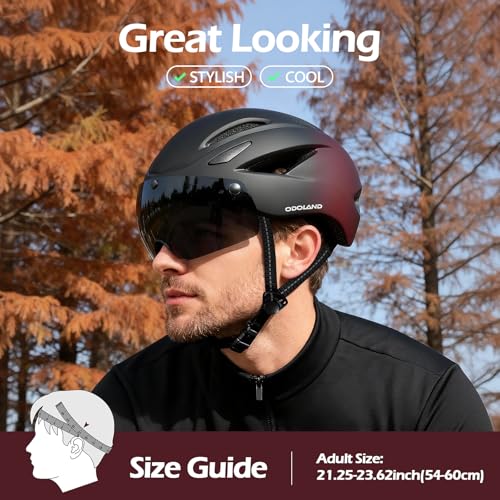 Odoland Bike Helmet with Magnetic Sun Visor for Adults,
