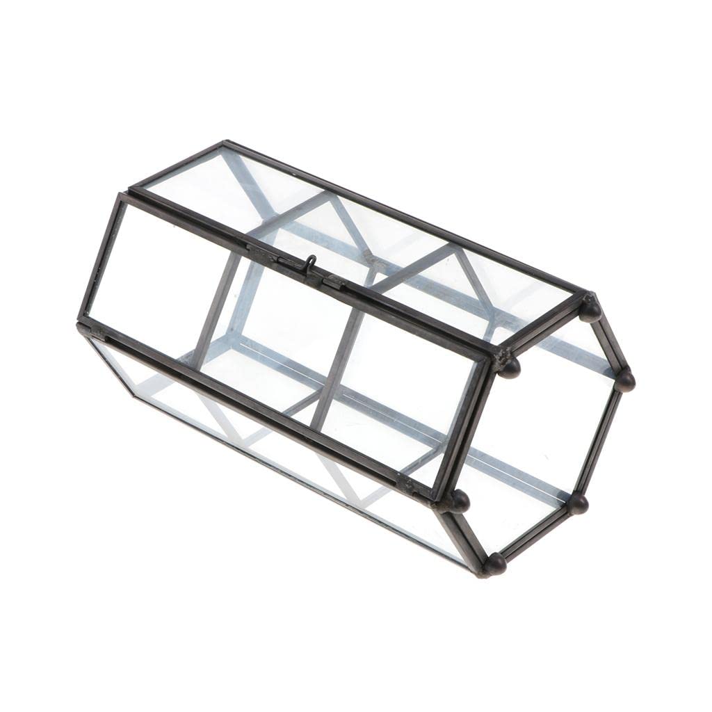Geometrischer Kerzenständer Aus Glas mit Blumenmuster Kupfer, Schwarz, 11x10x19cm