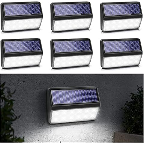 Solar Fence Lights, Emeritpro Solar Light Outdoor Garden Fence with IP65 Waterproof, 6000K Cool White, Fence Solar Lights 6 Pack Cover