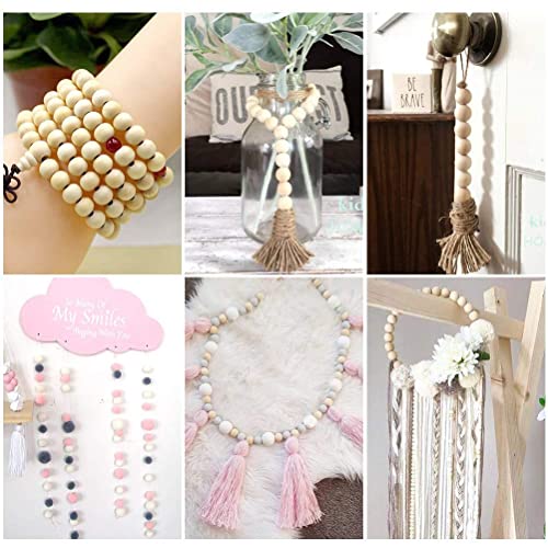 220 Pezzi Perle Rotonde in Legno, Perline Legno