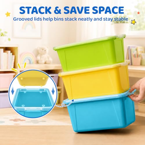 Image of GAMENOTE 6 Quart Storage Bins with Lids, Macaron 6 Pack, Stackable Boxes