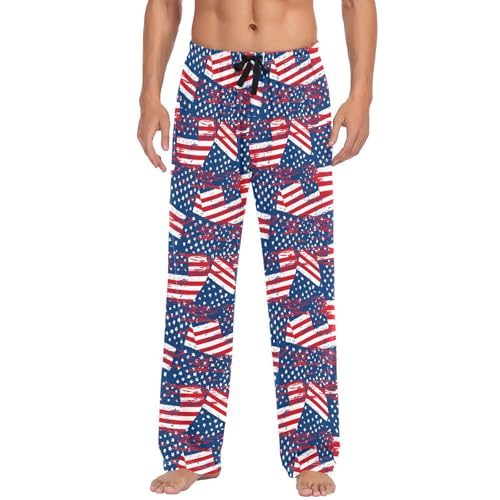 JUNZAN American Flags Mens Cotton Pajama Pants Pajama Bottoms for Men Lounge Sleep Pants2