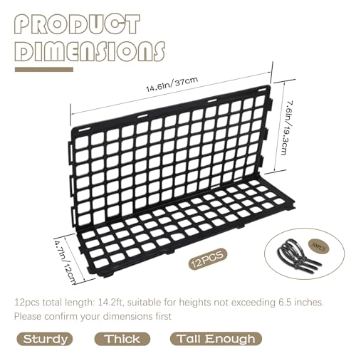 Image of 12 Pcs Under Couch Blocker for Bed Adjustable Furniture Plastic Under Bed Blocker with 30 Ties Black Couch Barriers for Dogs Pets Cats (Style 1)