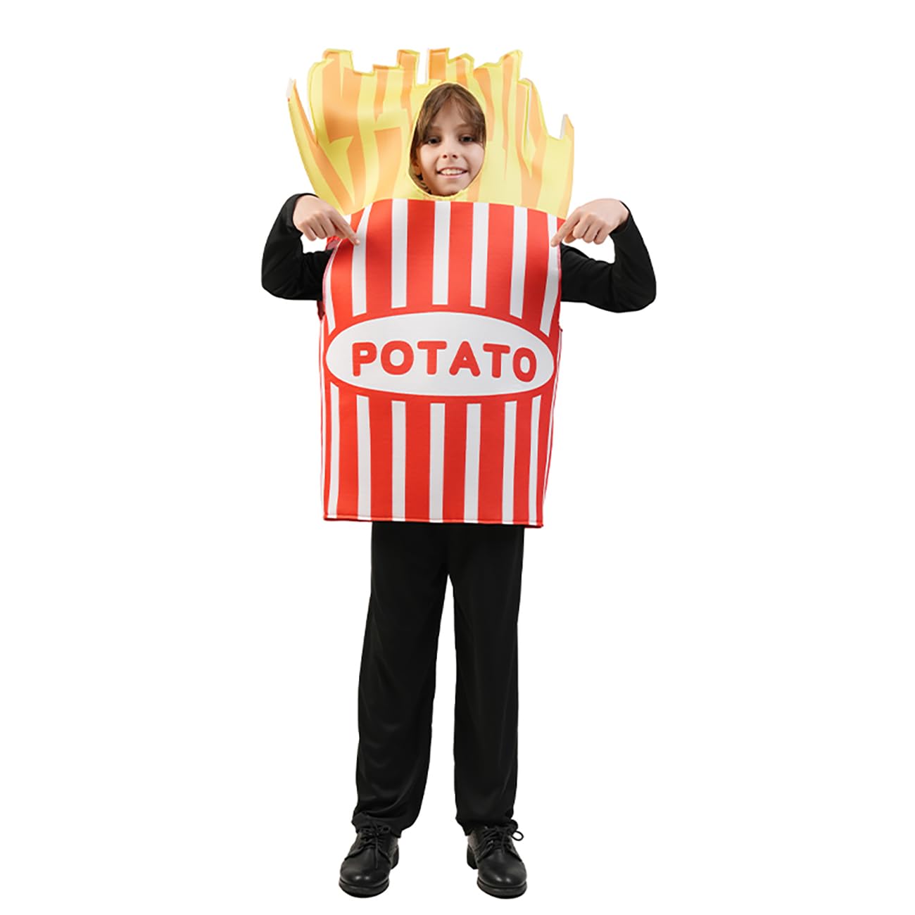 SEA HARE Unisex French Fries Costume for Kids, Fun Fancy Dress Party, Food Costume (M：7-9 years)