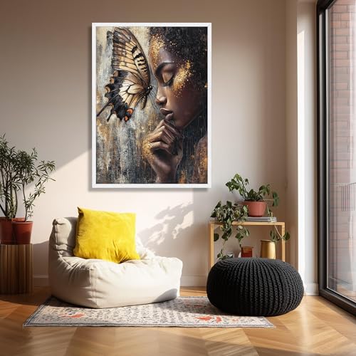 Affiches et impressions de visage féminin abstrait toile papillon