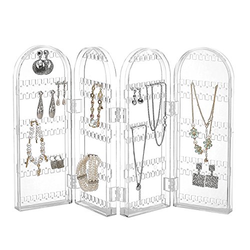 THEE Rangement de Bijoux Pliable en Acrylique Organisateur pour Boucles d'oreilles Collier Bracelet Support de Présentation
