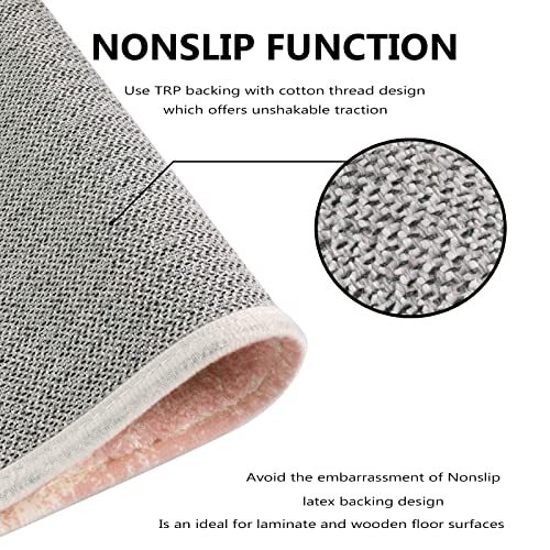 Lahome Moroccan Washable Rugs - 3X5 Pink Rugs For Bedroom Throw Kids Nursery Rug For Baby Girls Bedside Rug Non-Slip Kitchen Area Rug Modern Trellis Carpet Rugs For Living Room Entryway Laundry Bath #TOP5