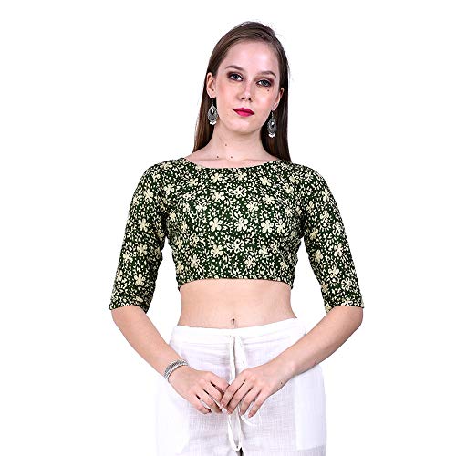 Image of Fressia Fabrics Pure Cotton Kalamkari Print Readymade Saree Blouse for Women