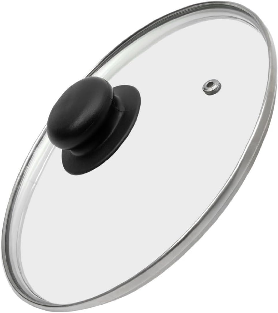 GSV Essentials 16 cm Tempered Glass Lid for Frying Pan, Pots, Wok, Saucepan, Transparent Glass Cast Iron Lid for Skillets, Toughened Glass Lid with Stainless Steel Rim, Dishwasher Safe