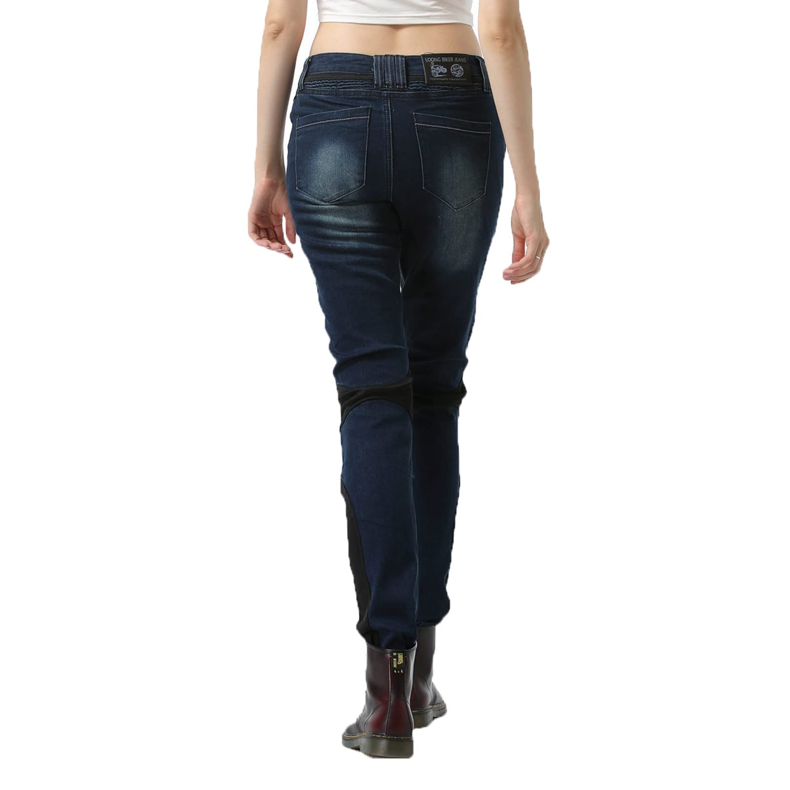 Pantaloni da Moto da Donna, Traspirante Jeans da Motociclista Elasticizzati Slim Fit da Donna, Jeans alla Moda, con 4 Imbottitura di Protezione