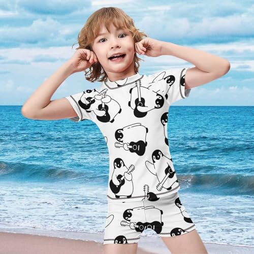 Penguin Playing The GuitarChildren's Swimsuits Boys Two Piece Suit8-10Y（130cm）3