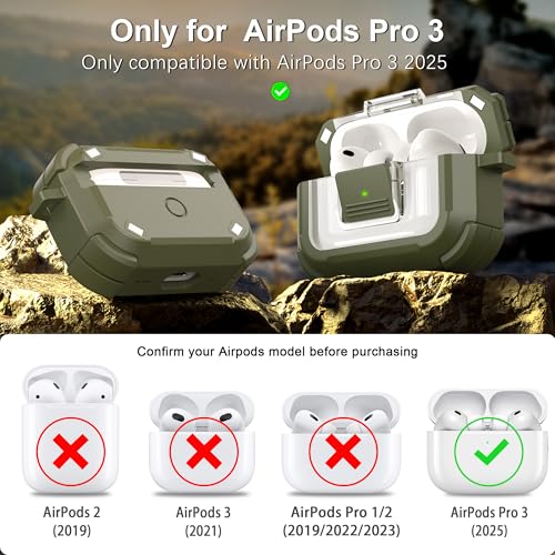 Image of RFUNGUANGO AirPods Pro 3 Case MagSafe Magnetic Automatic Lock, Green