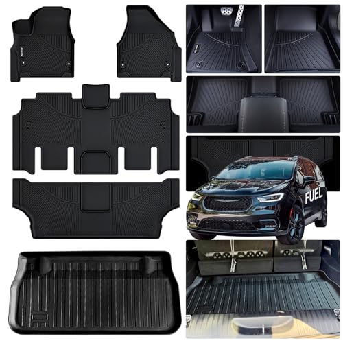 AltraVos Floor Mats for 2017-2024 2025 2026 Chrysler Pacifica Fuel Version (Non Hybrid) 7&8 Seats Floor Liners & Trunk Mat for 2025 Pacifica Accessories
