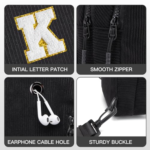 Image of Viverte Small Corduroy Sling Bag Initial Crossbody Bag Fanny Pack for Girls Personalized Birthday Gifts for Teen Girls Gifts