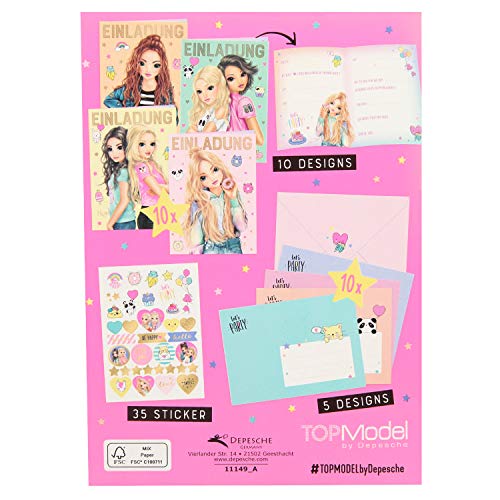 Depesche 11149 Topmodel - uitnodigingskaarten, 10 vouwkaarten met bijpassende enveloppen in 4 designs, incl. 35 stickers… - Image 6