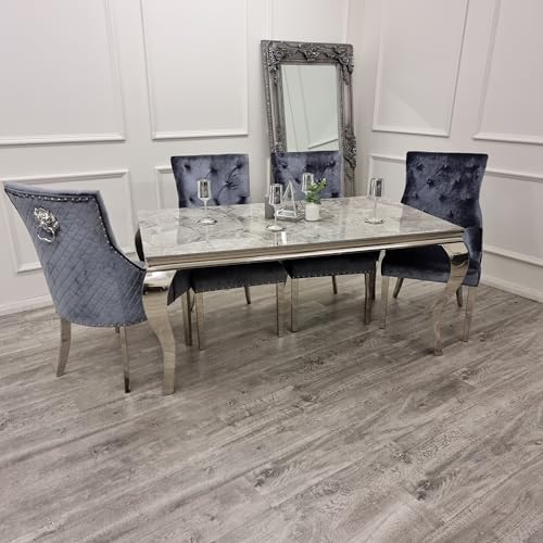 Louis Chrome Dining Table - Luxury Dining Room Sets with Marble, ...