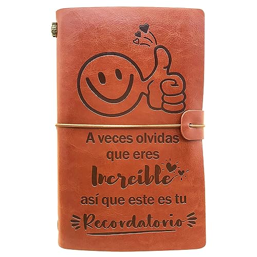 OMNIQI Regalos originales para mujer, Idea amigo invisible, cumpleaños, Diario de cuero inspiradores navidad para amigas profesores, graduacion de hija niña