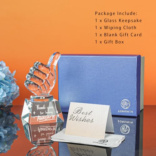 LONGWIN-Employee-Appreciation-Gifts-Crystal-Awards-with-Thumbs-Up-Work-Gifts-for-Coworkers-Staff-Thank-You-for-Being-Awesome-Coworkers-Employee-Teacher-Christmas