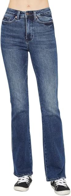 Judy Blue High Waist Dark Wash Tummy Control Embroidered Bootcut, Inseam 32