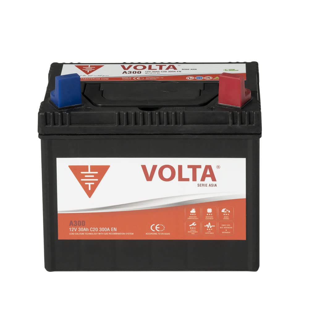 Bateria de Coche Asia 30Ah 300A - Borne +Dcha - Medidas Largo 197 x Ancho 127 x Alto 171 mm con 2 años de Garantía - Fabricación Europea.