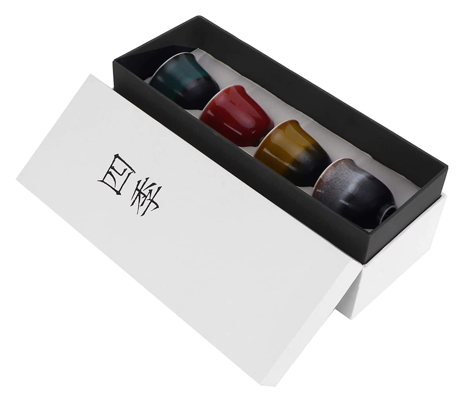 Ensemble de Tasses à saké Ensemble de 4 Tasses à thé en céramique, Ensemble de Tasses à thé Kung Fu Chinois Petites Tasses à thé Tasses à saké en céramique, 80 ML