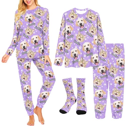 Personalized Pajamas Set For Women, Pajamas With Photo, Funny Pjs With Custom Socks