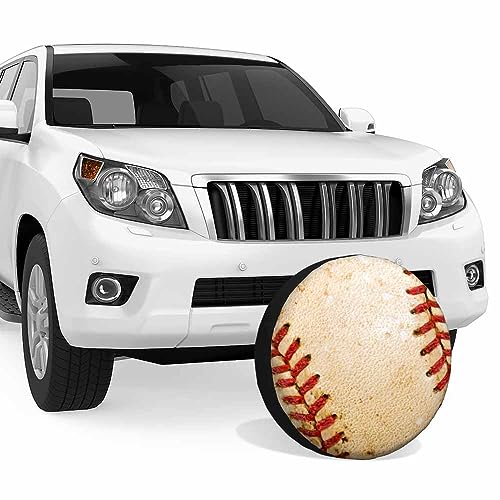 Image of Baseball Spare Tire Cover Old Leather Worn Sport Ball Red Lines Texture Weatherproof Universal Wheel Protectors Camper Tire Covers for Trailer Rv Travel(17 inch)