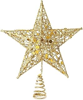 Christmas Tree Topper, Wire Gold Tree Star for Chirstmas Decoration (7.8 in)