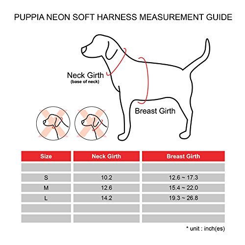Puppia Hundegeschirr in Neonfarben - Hochwertig und Komfortabel - Auch als Welpengeschirr verwendbar, Orange, S, PAPA-AC1325-OR-S